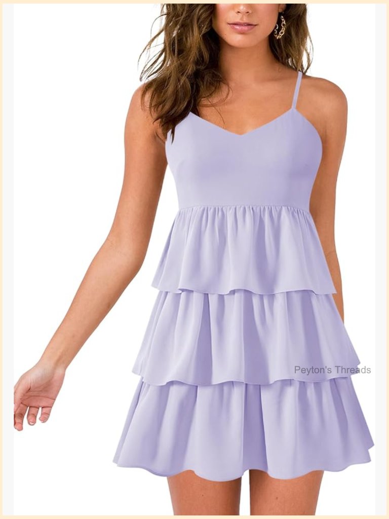 Adjustable Spaghetti Strap Sleeveless Flowy Mini Dress With Ruffle Hem